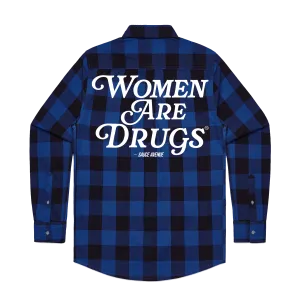 Women Are Drugs (WH) | Royal Blue Flannel Shirt