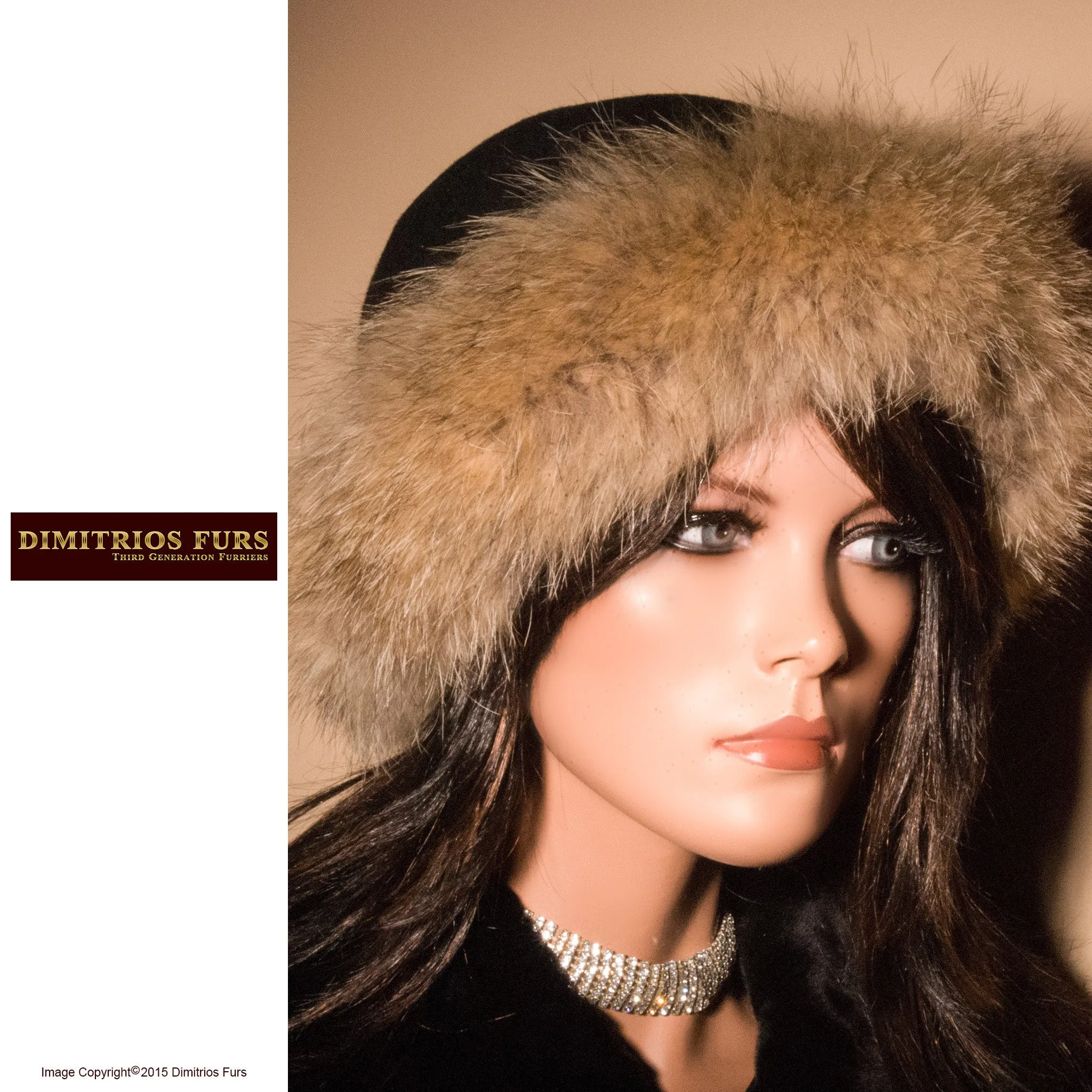 Women's Fur Hats - Finnish Raccoon Black Wool Felt Hat