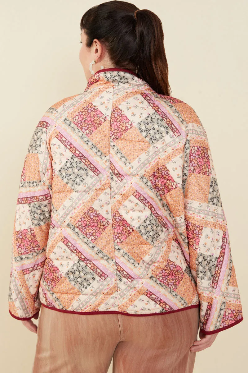 Womens Patch Print Quilted Light Padded Jacket