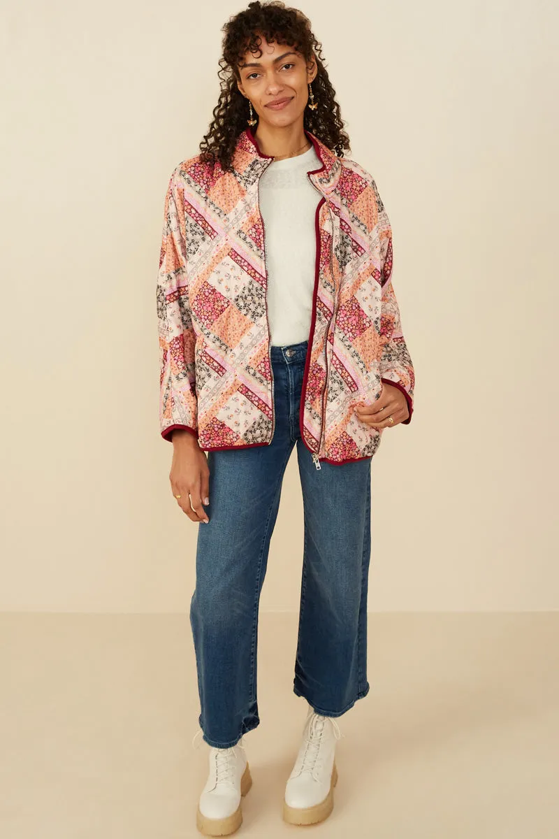 Womens Patch Print Quilted Light Padded Jacket