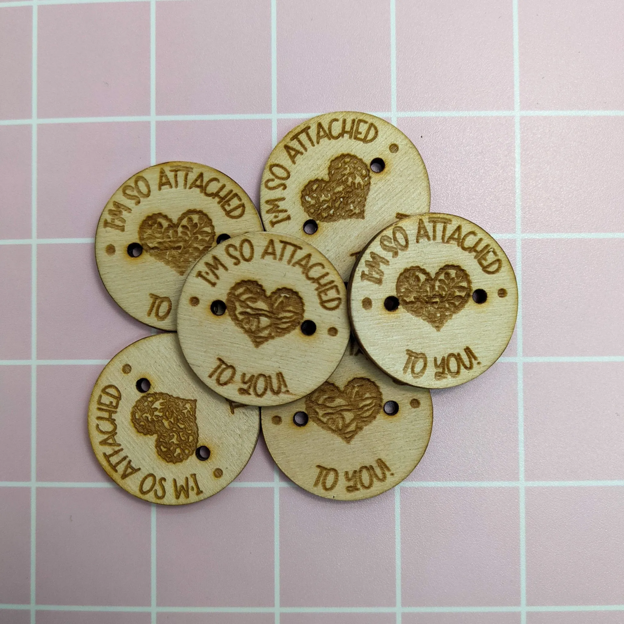 Wooden Pom Buttons (3)