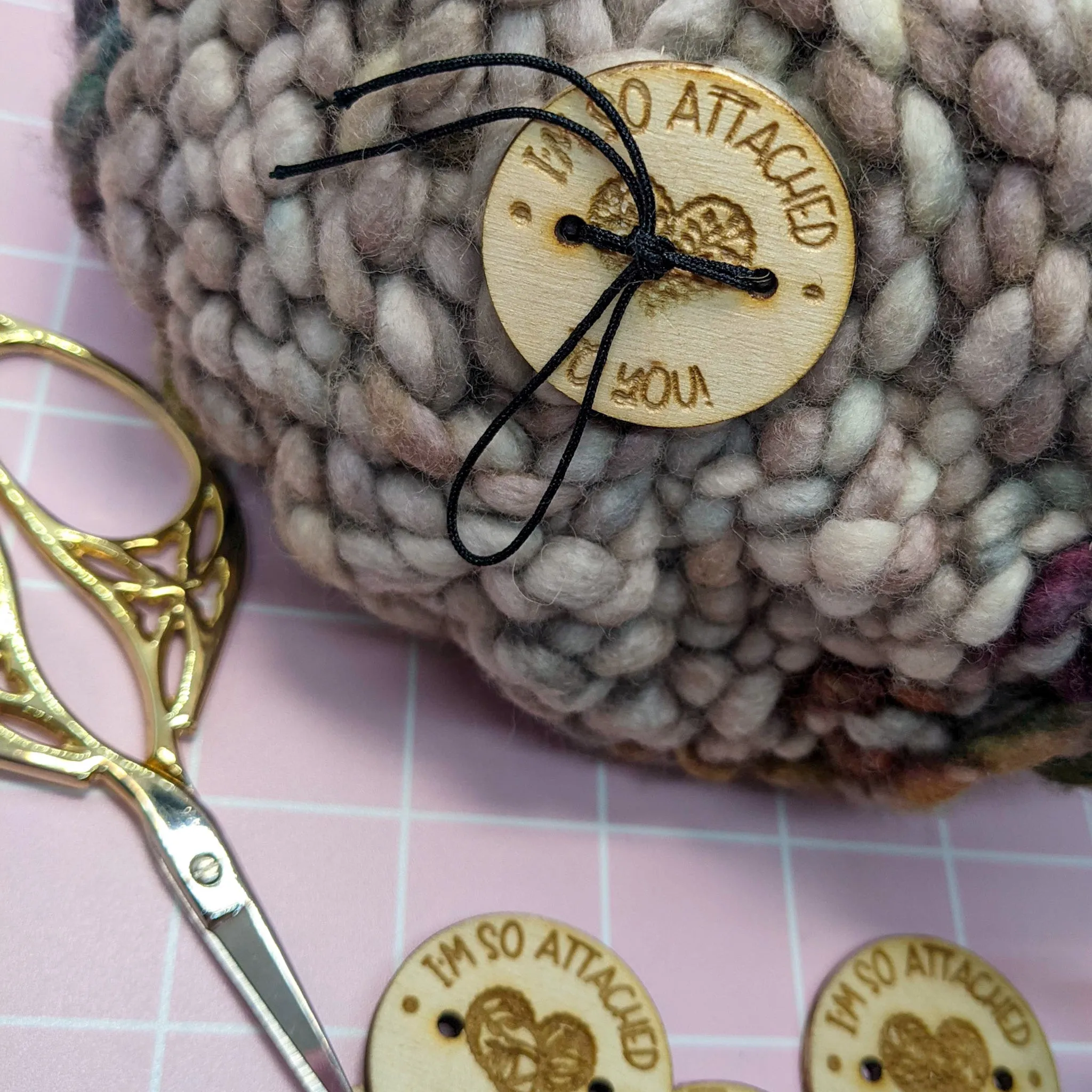 Wooden Pom Buttons (3)