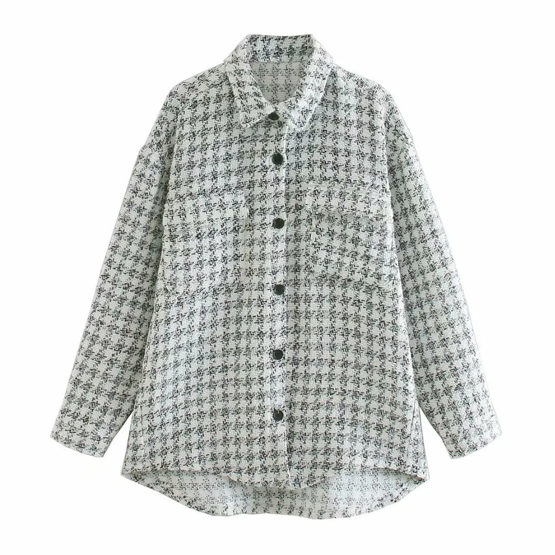 Woolen Single-breasted Lapel Contrast Coat Outerwear