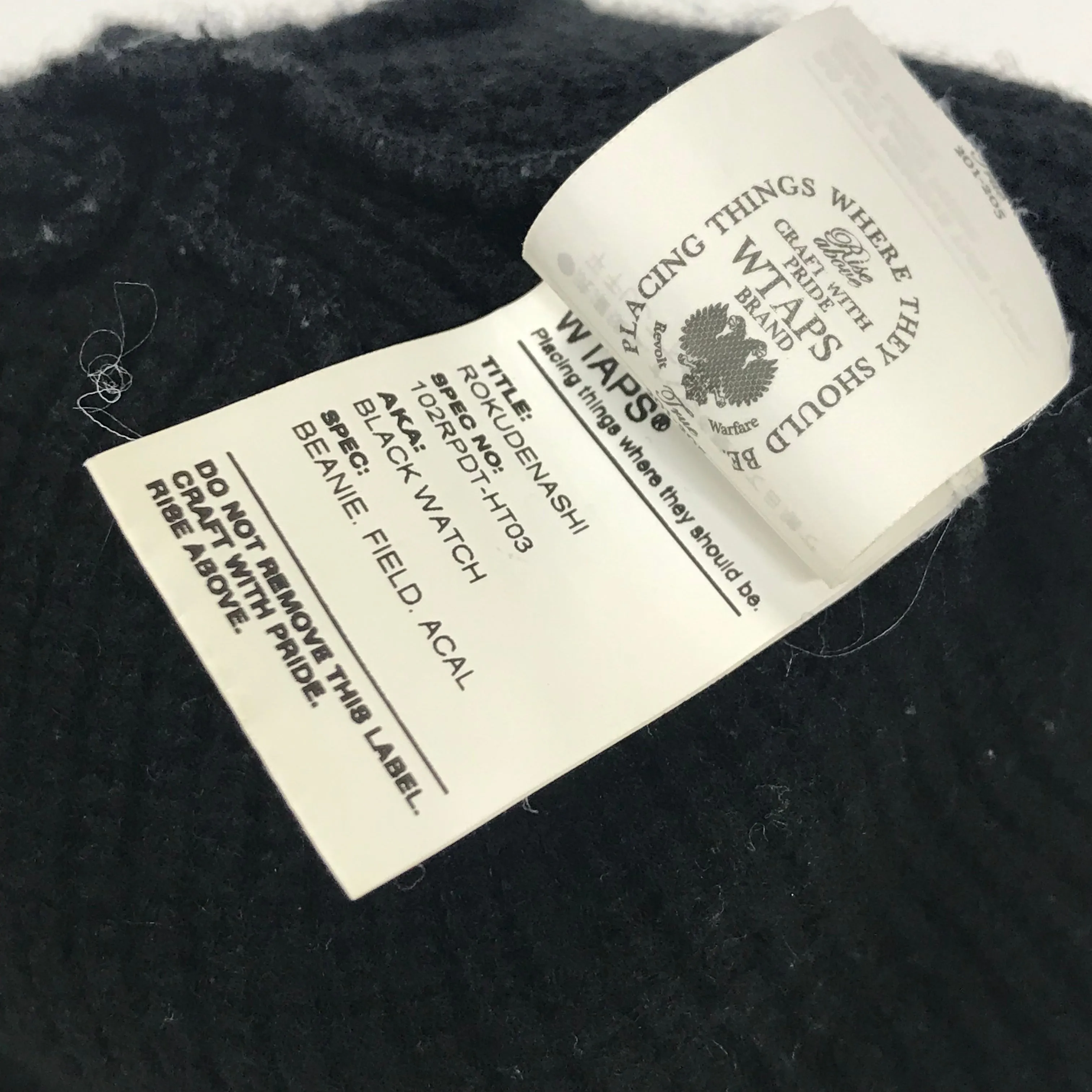 WTaps 10AW Black Watch Knit Beanie Black