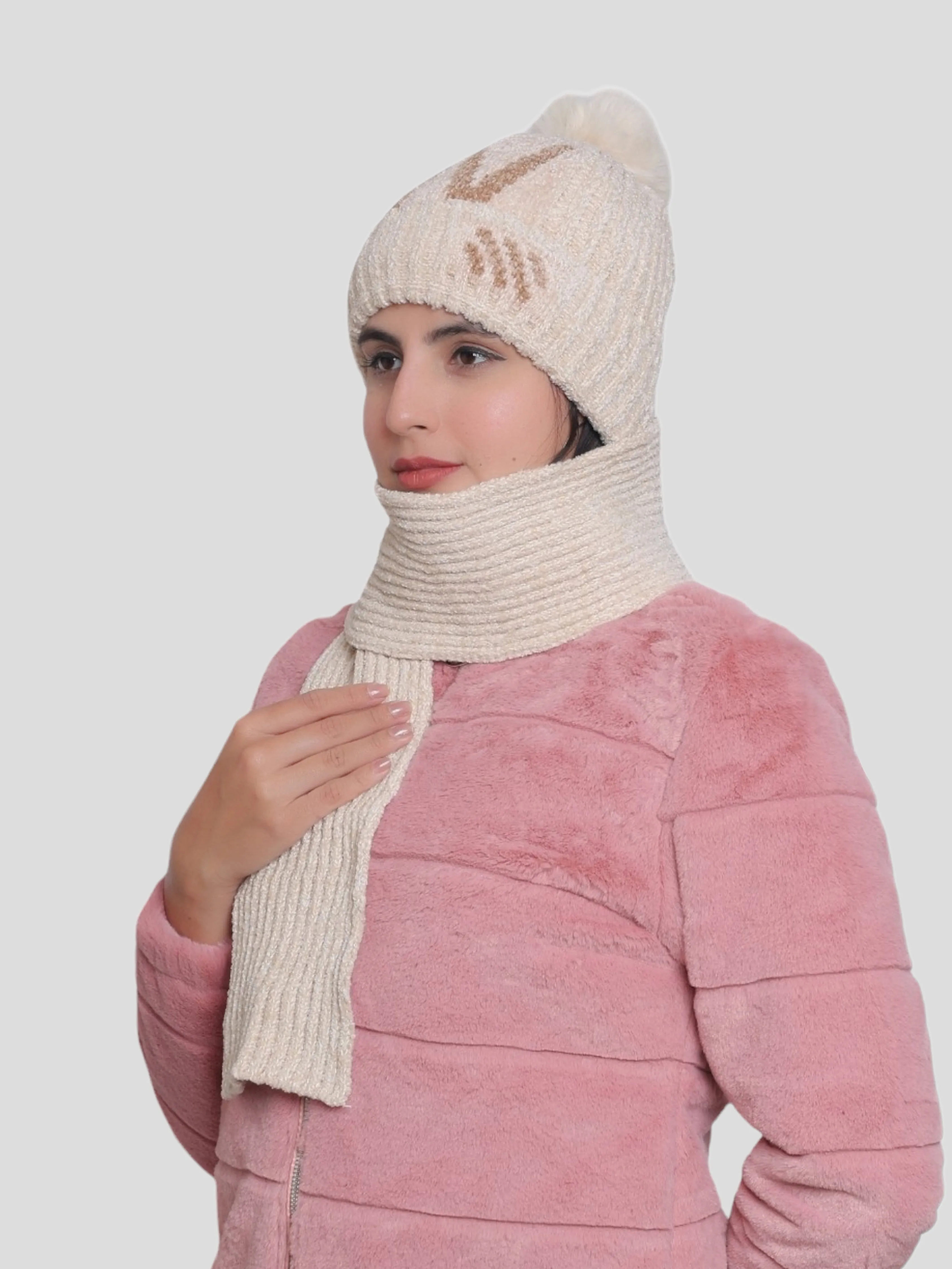 Youth Robe Women's Cap with Muffler (Beige)