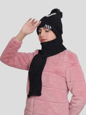 Youth Robe Women's Cap with Muffler (Black)